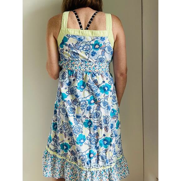 Hannah Andersson Womens Sundress Cottagecore Blue yellow Floral Print Runs Small - Picture 9 of 10